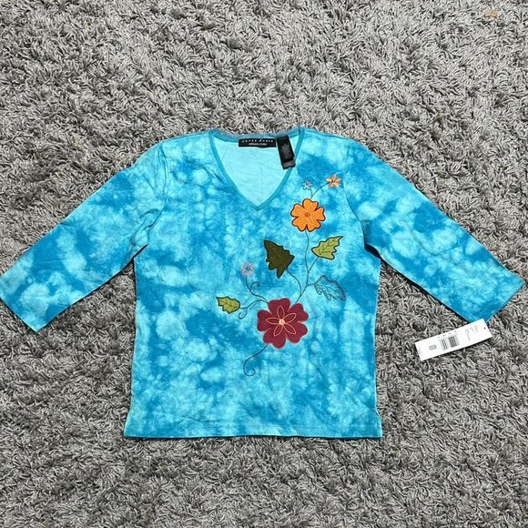 Crazy Horse Cottage Core 3/4 Sleeve Tie Dye Tope - Picture 1 of 7